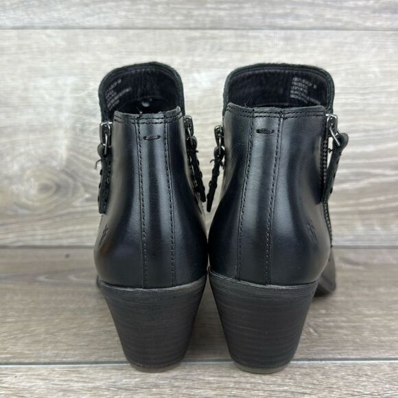 Frye Judith Double Zip Black Leather Women’s Sz 8M Heeled Ankle Boots - Picture 4 of 10